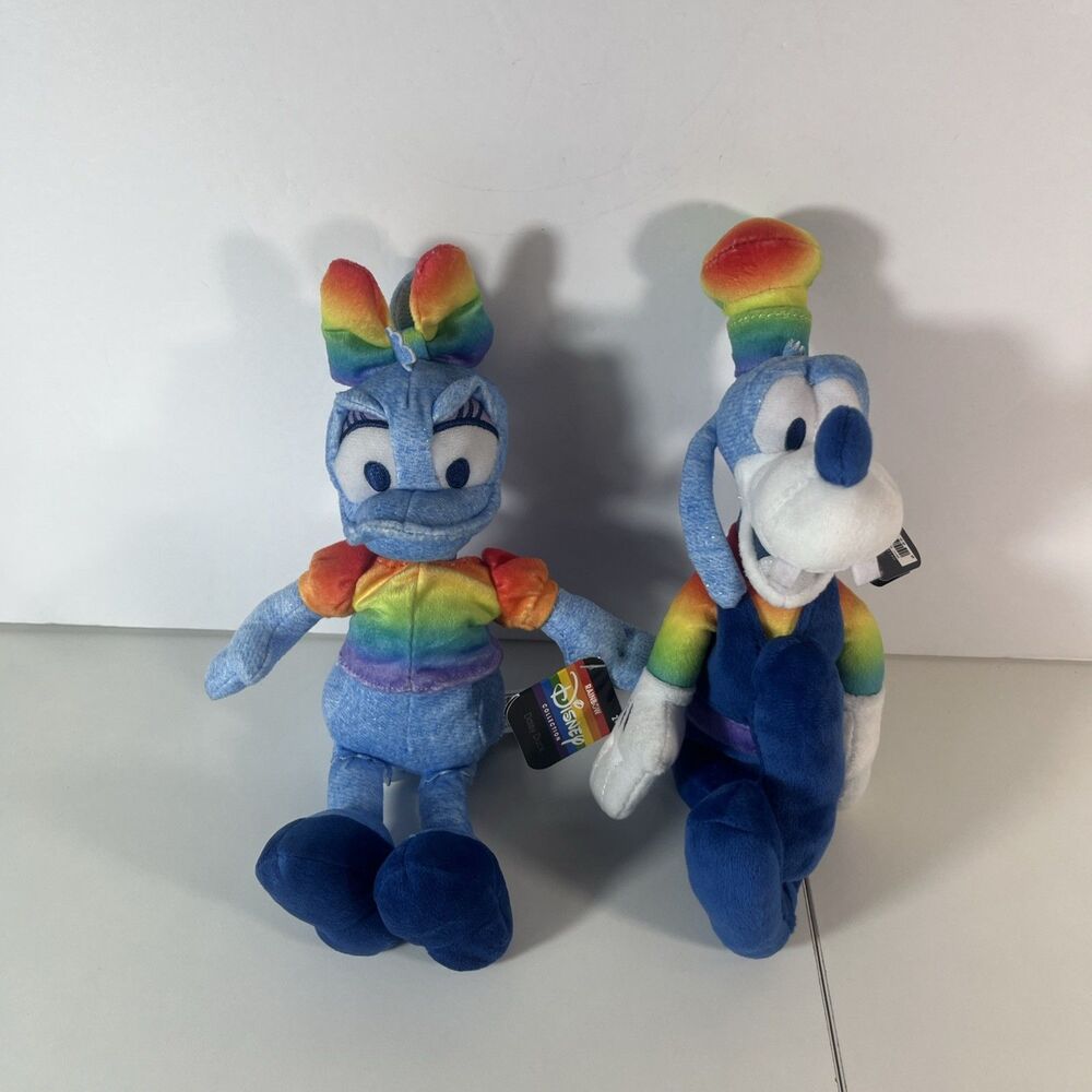 2 Disney Rainbow Plush 2022 Goofy & Daisy Duck W/ Tags